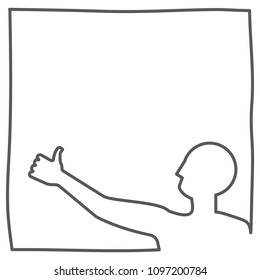 Gesto del autoestopista del pulgar hacia arriba - dibujo continuo del marco de la línea