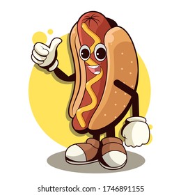Hot Dog vektormascot Illustration, Vektor Icon Illustration