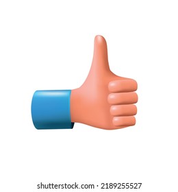 Thumb up icon.  3d Vector flat style cartoon  illustration.