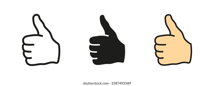 Thumb up icon. Approval and like gesture. Positive hand vector illustration. Success and encouragement concept. Social acceptance and feedback symbol. Support and agreement sign.