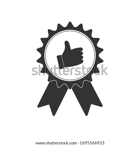 Thumb up icon. Banner ribbon  flat. Illustration isolated vector sign symbol