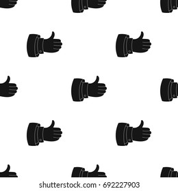 Thumb up icon in black style isolated on white background. Conference and negetiations symbol stock vector illustration.