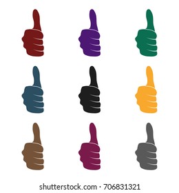 Thumb up icon in black style isolated on white background. Hand gestures symbol stock vector illustration.