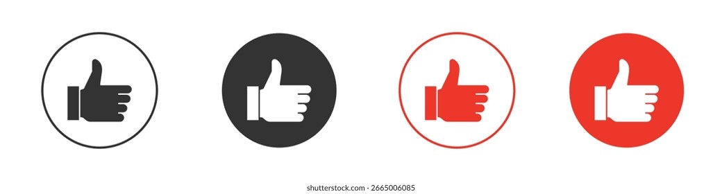 Ícone de Polegar para cima. Ícones de vetor de estilo preto. Símbolo de sinal isolado
