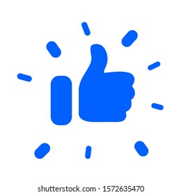 Thumb up icon, blue vector logo. 