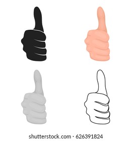 Thumb up icon in cartoon style isolated on white background. Hand gestures symbol stock vector illustration.