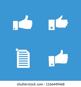 Thumb icon. collection of 4 thumb filled icons such as like. editable thumb icons for web and mobile.