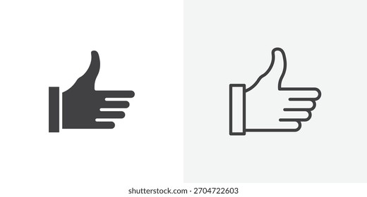 Thumb up icon. collection of editable stroke line and solid flat styles.