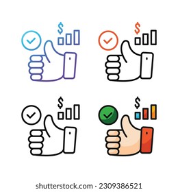 Thumb up icon design in four variation color