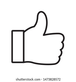 Thumb up icon design. Thumb icon line style design. Ok icon vector. Thumb symbol design on white background. Vector illustration.