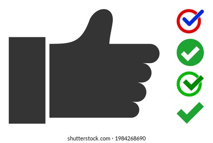 Thumb up icon designed in flat style. Isolated vector thumb up icon image on a white background, simple style. Some similar icons appended also.