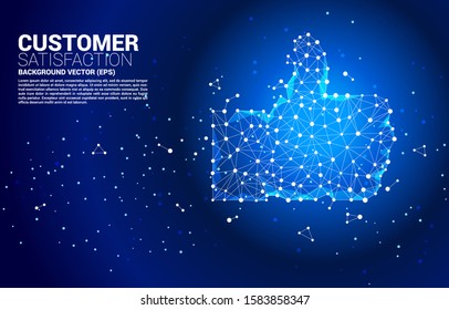 thumb up icon from dot connect line polygon network. concept of customer satisfaction , client rating and ranking.