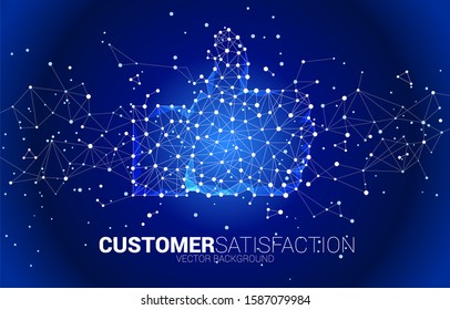 thumb up icon from dot connect line polygon network. concept of customer satisfaction , client rating and ranking.
