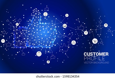 thumb up icon from dot connect line polygon network. concept of customer satisfaction , client rating and ranking.