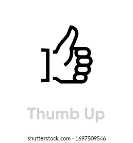 Thumb Up icon. Editable Vector Outline. Simple flat success symbol for ui and apps. Single Pictogram.