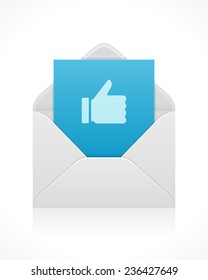 Thumb up icon from envelope mail message vector design element