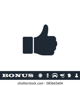 Thumb Up icon flat. Black pictogram on white background. Vector illustration symbol and bonus button