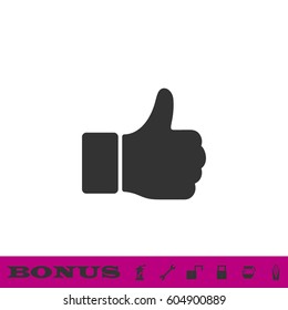 Thumb Up icon flat. Black pictogram on white background. Vector illustration symbol and bonus button