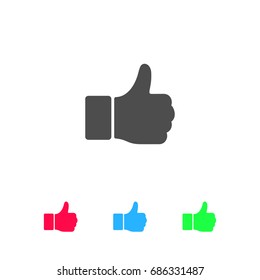 Thumb Up icon flat. Color pictogram on white background. Vector illustration symbol and bonus icons