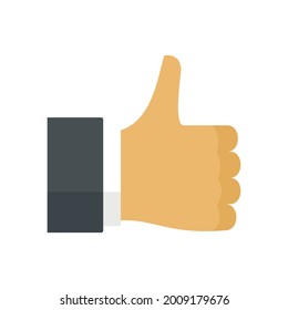 Thumb up icon. Flat illustration of thumb up vector icon isolated on white background