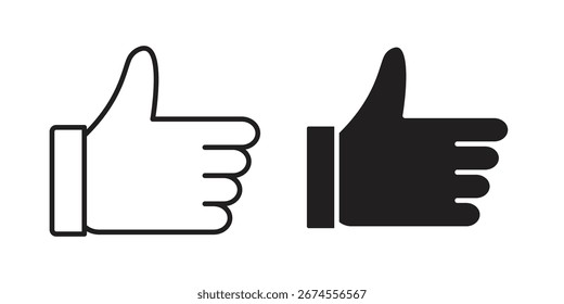 Thumb up icon in flat and liner trendy style for app ui designs
