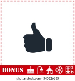 Thumb Up icon flat. Simple vector symbol and bonus icon