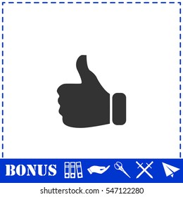 Thumb Up icon flat. Simple vector symbol and bonus icon