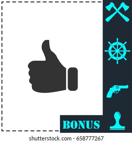 Thumb Up icon flat. Simple vector symbol and bonus icon
