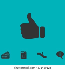Thumb Up icon flat. Simple vector symbol and bonus icon