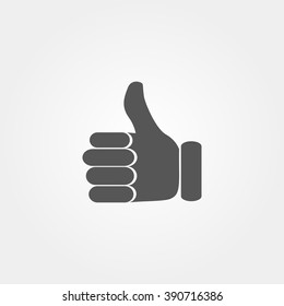 Thumb up icon in flat style  grey color