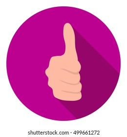 Thumb up icon in flat style isolated on white background. Hand gestures symbol stock vector illustration.