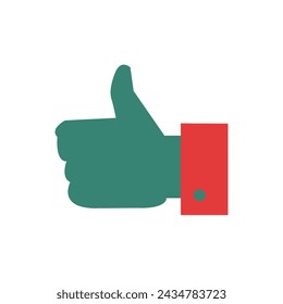Thumb up icon in flat style. Like vector illustration on white isolated background. Thumb up business concept.