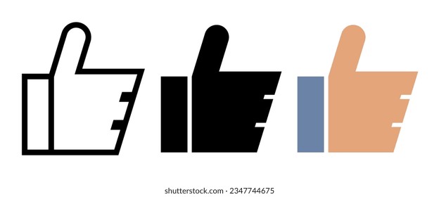Thumb up icon. Flat vector icon in cartoon style. Vector clipart.