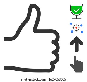 Thumb up icon. Illustration contains vector flat thumb up iconic symbol isolated on a white background, and bonus icons.