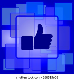 Thumb up icon. Internet button on abstract background. 