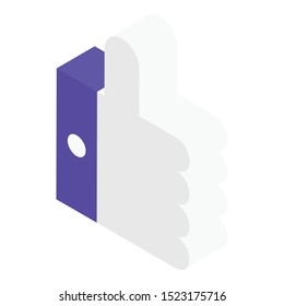 Thumb up icon. Isometric of thumb up vector icon for web design isolated on white background