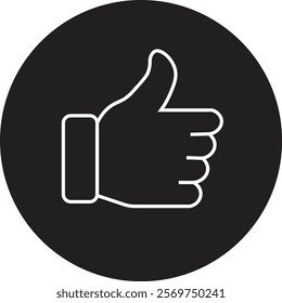 Thumb up icon. Like button for website and mobile app. Line style. Good, positive Gesture Button Sign. Social Media Feedback Symbol. Isolated Vector Illustration.