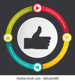 thumb up icon, like counter infographics template