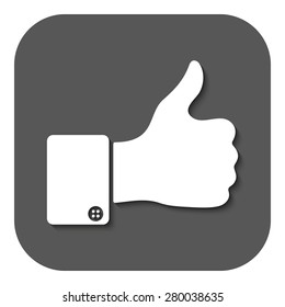 The thumb up icon. Like symbol. Flat Vector illustration. Button