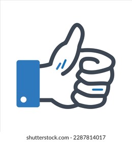 Thumb up icon. Like icon. Vector and glyph