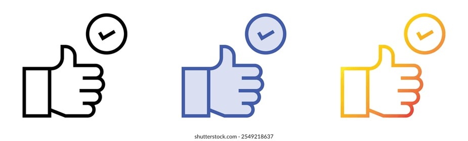 thumb up icon. Linear, Blue Fill and Gradient Style Design Isolated On White Background