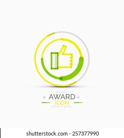 Thumb up icon, logo. abstract minimal line design concept