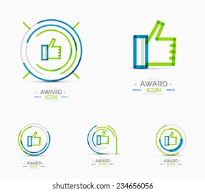 Thumb up icon, logo. Social abstract minimal line design concept