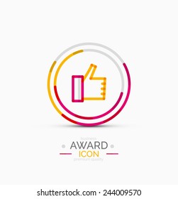 Thumb up icon, logo. Social abstract minimal line design concept