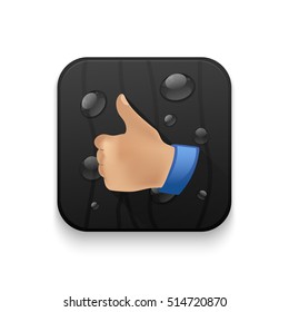 thumb up icon With long shadow over app button
