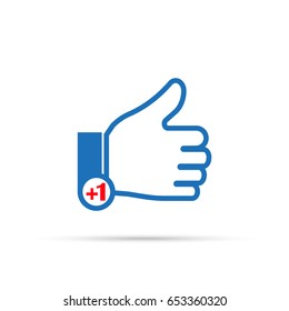 Thumb icon up with number one. Flat style