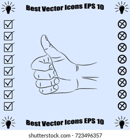 Thumb up icon, okay vector illustration