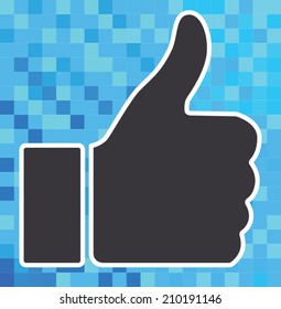 Thumb up icon on digital background 