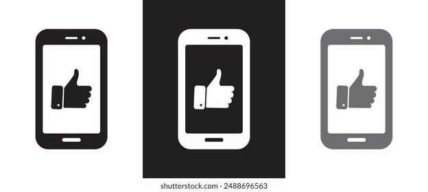 Pulgar hacia arriba icono en la pantalla del teléfono móvil. Como símbolo, Pulgar mano arriba icono en la pantalla del teléfono. Como en la pantalla del teléfono móvil