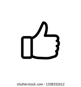 Thumb up icon outline simple flat style illustration isolated.